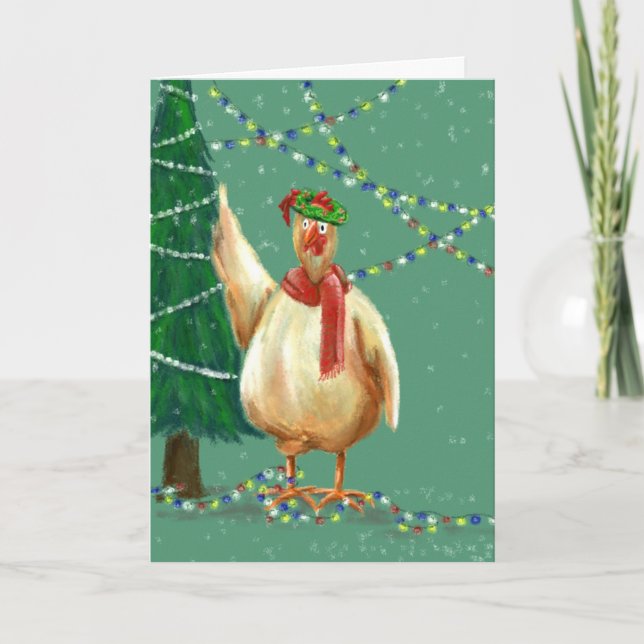 Carte de Noël unique pour les amateurs de poulet j (Devant)