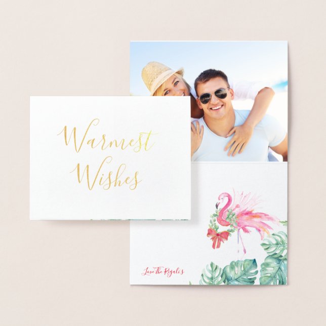 Carte de Noël, Vacances Aquarelle Flamant rose ros (Affichage)