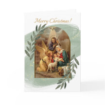 Carte de Noël verte de la crèche