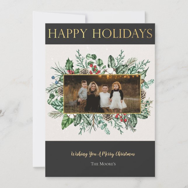 Carte de Noël verte élégante (Devant)