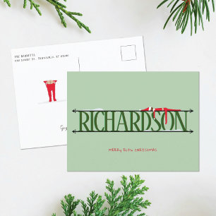 Carte de Noël verte Elf Shenanigans