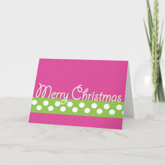 Carte de Noël verte et rose