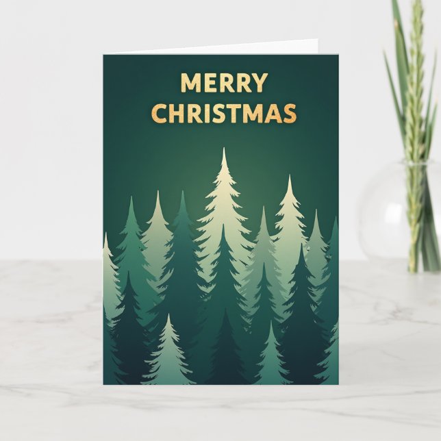 Carte de Noël verte moderne Gold et Forest (Devant)