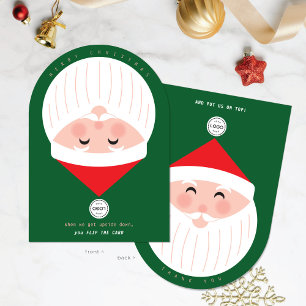 Carte de Noël verte pour entreprise avec Santa à l