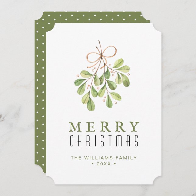 Carte de Noël verte vintage (Devant / Derrière)