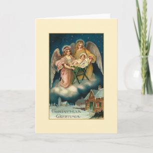 Carte de Noël Victorian Angels and Baby Jesus
