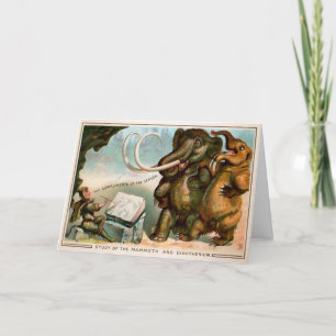 Carte de Noël Victorian Mammoth et Dinotherium