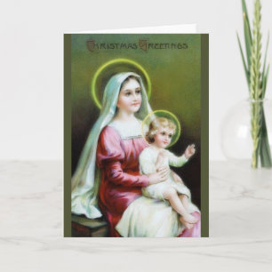 Carte de Noël Victorian Mary and Baby Jesus