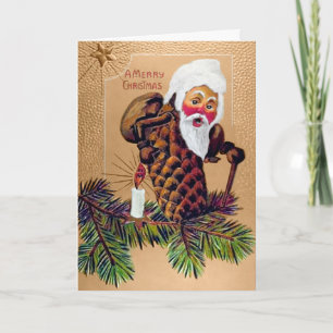 Carte de Noël Victorian Pinecone Père Noël