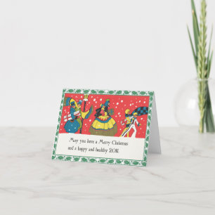 Carte de Noël Victorian Shoppers de style rétro