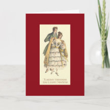 Carte de Noël Victorienne Couple vintage