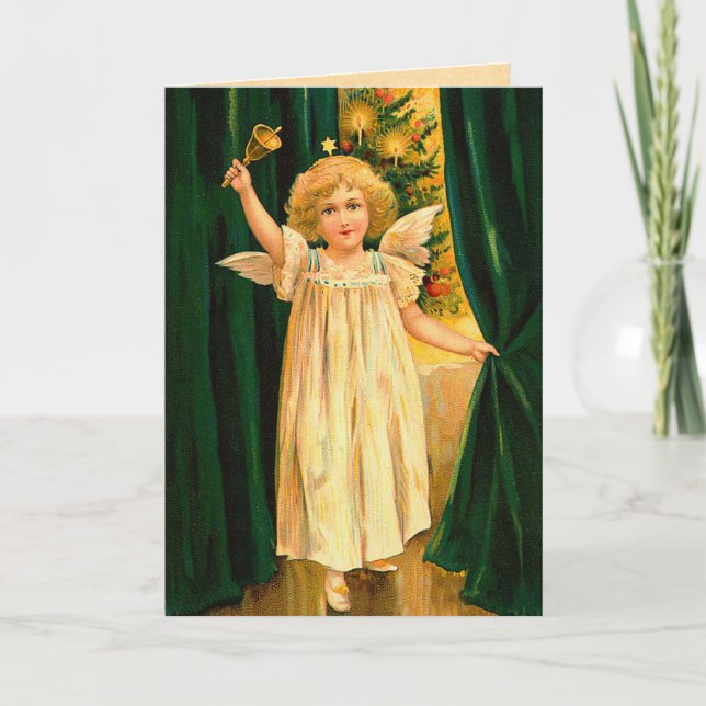 Carte de Noël victorienne d'ange (Devant)