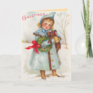Carte de Noël victorienne de l'enfant