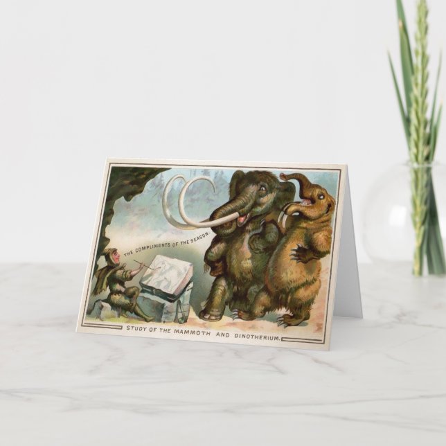 Carte de Noël victorienne de Mammouth et Dinotheri (Devant)
