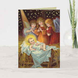 Carte de Noël victorienne de nativité