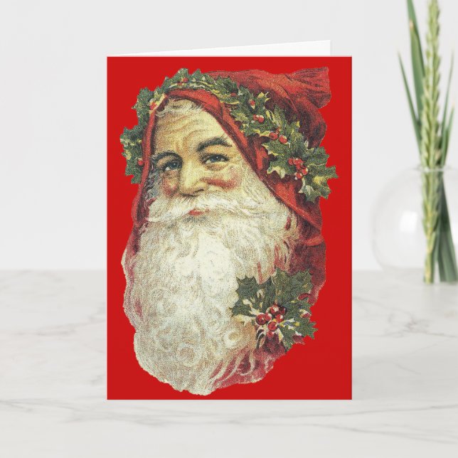 Carte de Noël victorienne de Père Noël - rouge (Devant)
