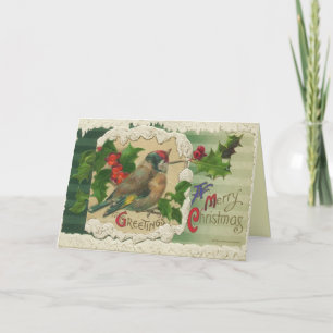 Carte de Noël victorienne d'oiseau