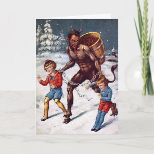 Carte de Noël Victorienne vintage Krampus