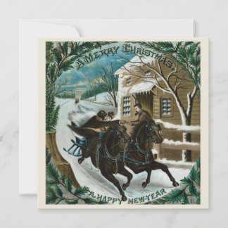 Carte de Noël victorienne vintage | Promenade en t
