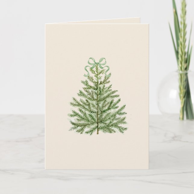 Carte de Noël vierge avec Bow vert sapin de Noël (Devant)