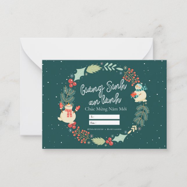 Carte de Noël vietnamienne. Giang Sinh An Lanh (Devant)
