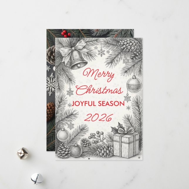 Carte de Noël Vintage (Devant/Arrière en situation)