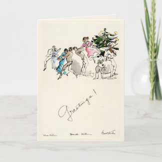 Carte de Noël vintage 1935 | Walt Kuhn dansant