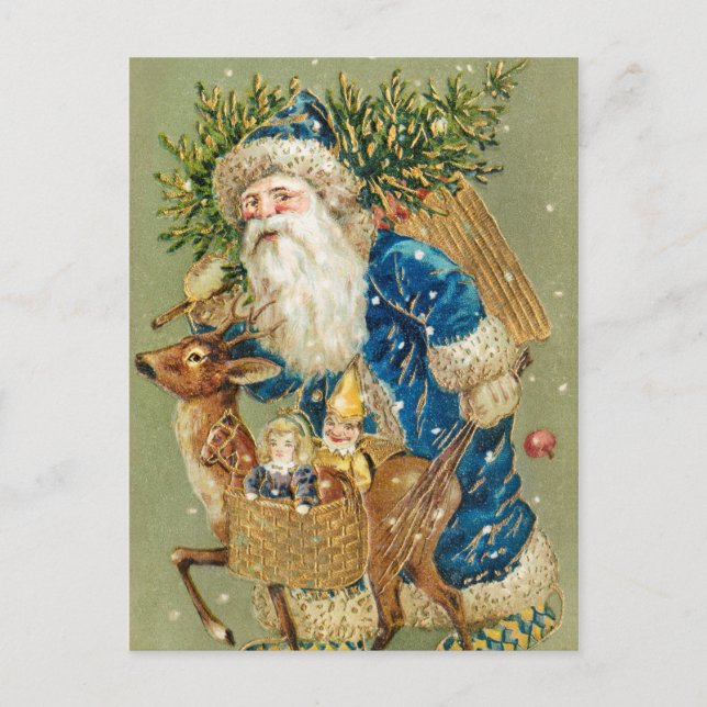 Carte de Noël vintage antique Père Noël (Devant)