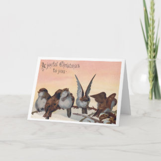 Carte de Noël vintage avec des oiseaux
