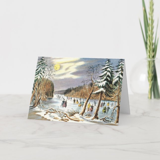 Carte de Noël Vintage avec paysage (Devant)