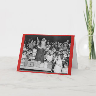 Carte de Noël vintage avec Santa et les enfants