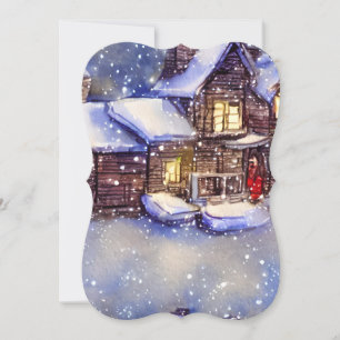 Carte de Noël Vintage Cabine de vacances