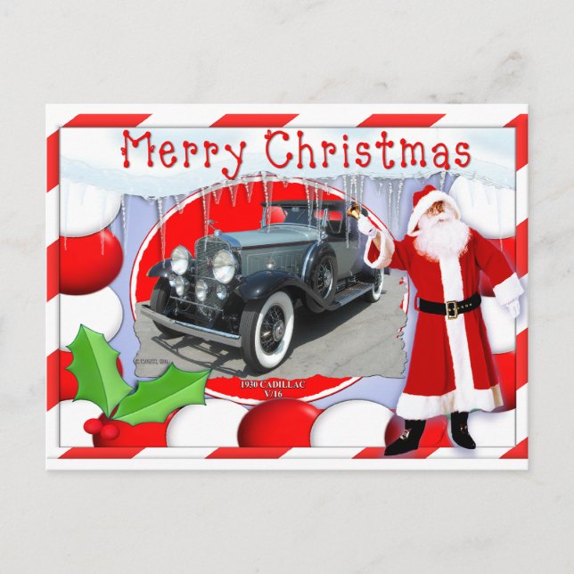 CARTE DE NOËL vintage CADILLAC (Devant)