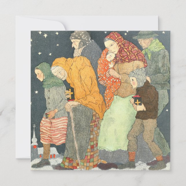 Carte de Noël Vintage | Chanteurs Carol (Devant)