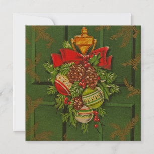 Carte de Noël Vintage Christmas Wreath Flat
