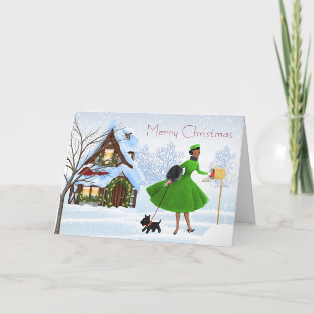 Carte de Noël vintage d'Afro-américain (Devant)