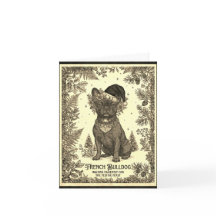 Carte de Noël vintage de Bouledogue Français avec