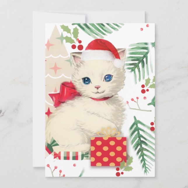 Carte de Noël vintage de chaton (Devant)