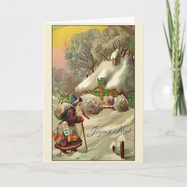 Carte de Noël vintage de Joyeux Noël de Français (Devant)