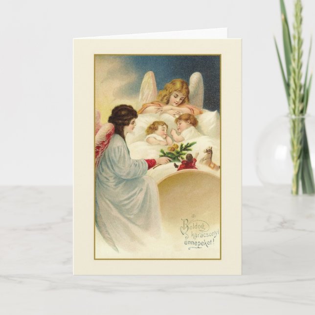Carte de Noël vintage de Karácsonyi de Hongrois (Devant)