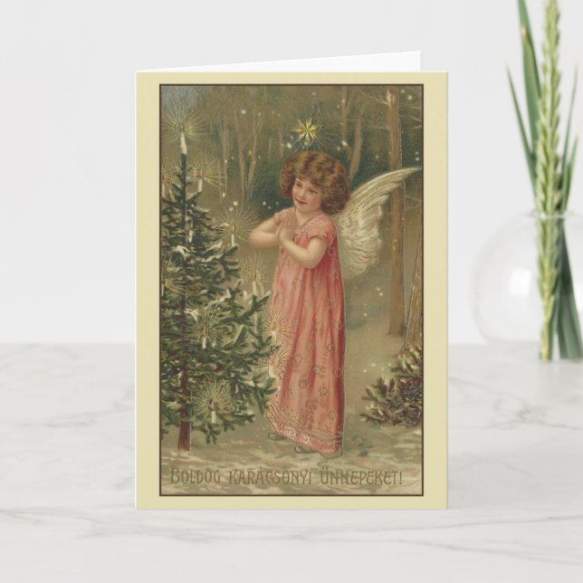 Carte de Noël vintage de Karácsonyi de Hongrois (Devant)