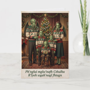 Carte de Noël vintage de la famille Cthulhu