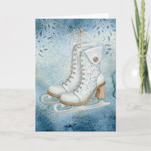 Carte de Noël vintage de patin à glace