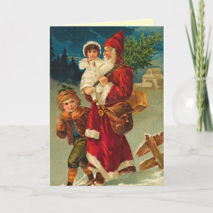 Carte de Noël vintage de Père Noël d'Allemand