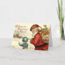 Carte de Noël vintage du père noël et d'enfant