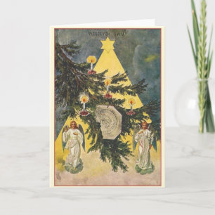 Carte de Noël vintage en Pologne Wesołych Świąt