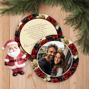 Carte de Noël vintage Florale ronde