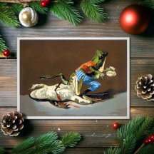 Carte de Noël vintage Frog Meurtre