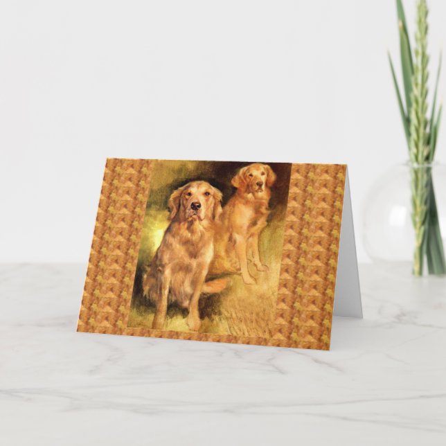 Carte de Noël Vintage Golden Retriever (Devant)