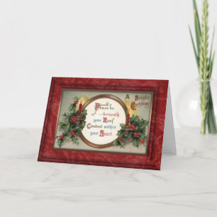 Carte de Noël vintage Holly et bougies